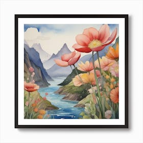 Poppies By The River Art Print