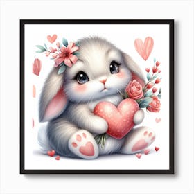 Rabbit Valentine's day Art Print