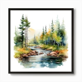 Watercolor Of A River 7 Art Print