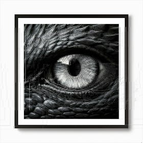 Firefly Black, Dragon, Closeup, Eye, Light, Grey, Blue, Macro, Noir, Black And White, Detailed, Text (8) Art Print