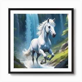 White Horse In The Forest Art Print