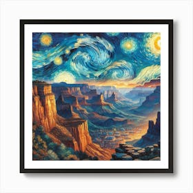 Van Gogh Painted A Starry Night Over The Grand Canyon 3 Art Print