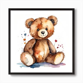 Teddy bear watercolour  Art Print