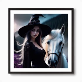 Witch And Horse Art Print