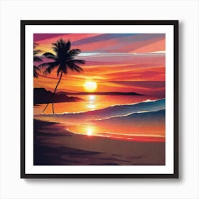 Sunset Beach Painting 2 Art Print