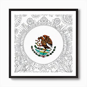 Mexico Flag Coloring Page 2 Art Print