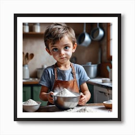 Little Boy In The Kitchen Art Print