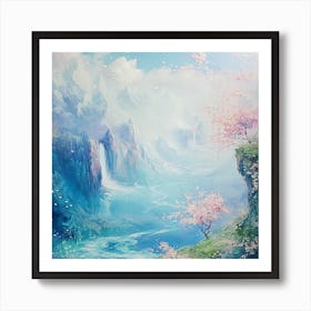 Oneeline42 Beautiful Horizon Revealing A Magical Valley With Art Print