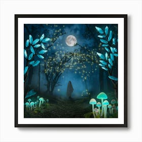 Fairy Forest At Night Art Print