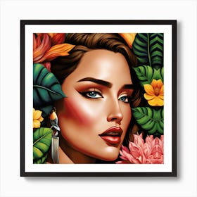 Tropical Girl In The Jungle Art Print