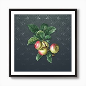 Vintage Apple Botanical on Slate Gray Pattern n.0264 Art Print