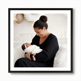 An Embracing Display Of Maternal Love A Gleeful Infant Is Gently Cradled By A Reluctant Hand Curve Art Print