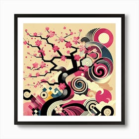 Abstract modernist sakura tree 3 Art Print