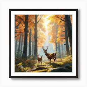 Deer In The Forest 166 Art Print