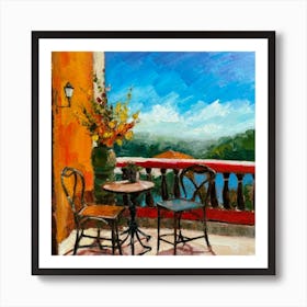 Balcony View table and chairs Art Print