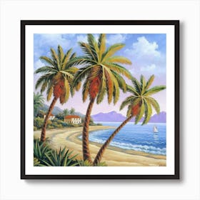 Palm Trees On The Beach 4 Art Print