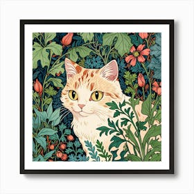 Cat In Flowers 2 Art Print