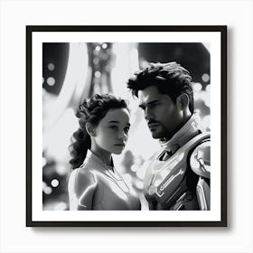 Black And White Portrait Of A Couple Art Print