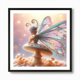 Fairy On A Mushroom Art Print