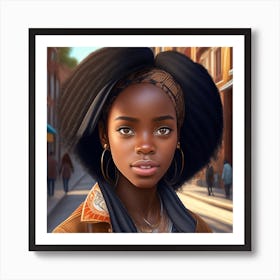 African Black Hair Girl Art Print