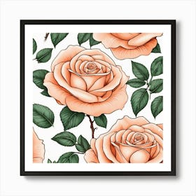 Seamless Pattern With Roses 3 Art Print