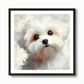 Adorable Maltese Dog Oil Painting 2 Affiche