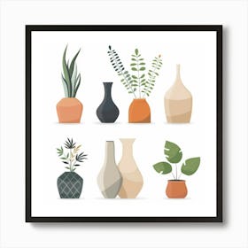 Vases With Plants 1 Art Print