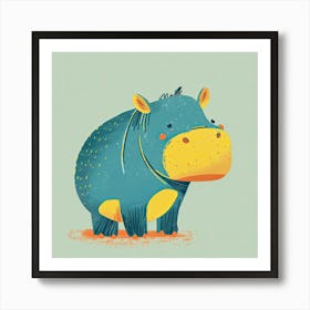 Charming Illustration Hippopotamus 2 Art Print