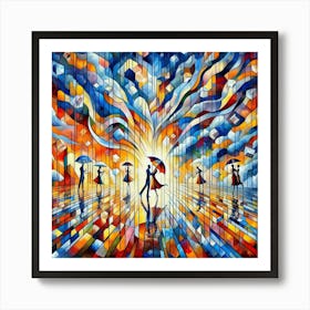 Dancers In The Rain Art Print