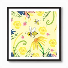 Buzzy Bee Square Art Print