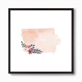 Iowa Watercolor Floral State Art Print