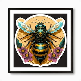 Bee Sticker Art Print