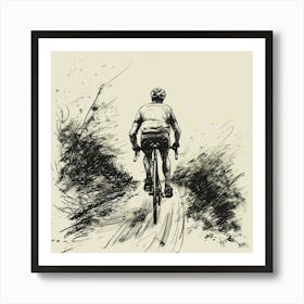 Cyclist On A Dirt Road Art Print