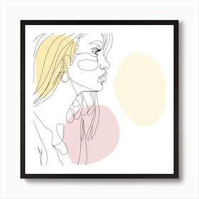 Portrait Of A Woman line art Art Print