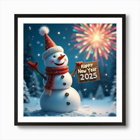 Flux Dev A Jubilant Snowman Stands Amidst A Winter Wonderland 3 Art Print