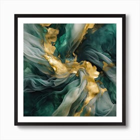 Emerald Gold Flow 7 Art Print