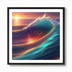 Ocean Wave At Sunset Art Print