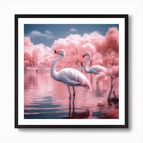 Pink Flamingos Art Print