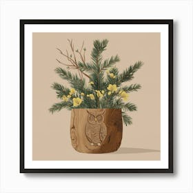 Owl In A Pot 1 Art Print