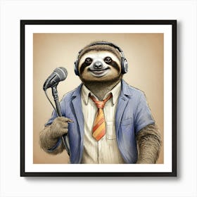 Sloth Singing Art Print