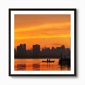 Sunset In Shanghai Art Print