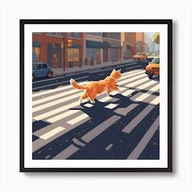 Cat Crossing The Street 1 Art Print