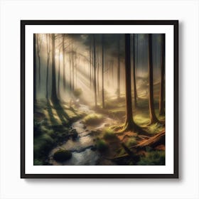 Sunrise In The Forest Art Print