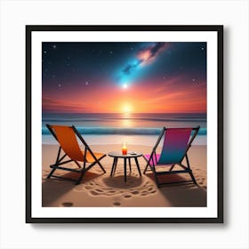 Two Chairs On The Beach Art Print