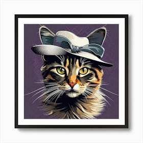 Cat In Hat Art Print