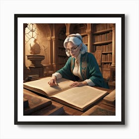 The Elderly Lady Librarian 072 Art Print