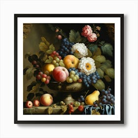 Fruit & Flowers Baroque Style 01 Art Print