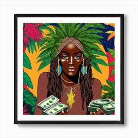 African Woman Holding Money Art Print