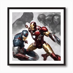Iron Man And Captain America Art Print