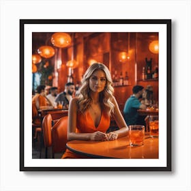Portrait Of A Woman In A Restaurant Art Print